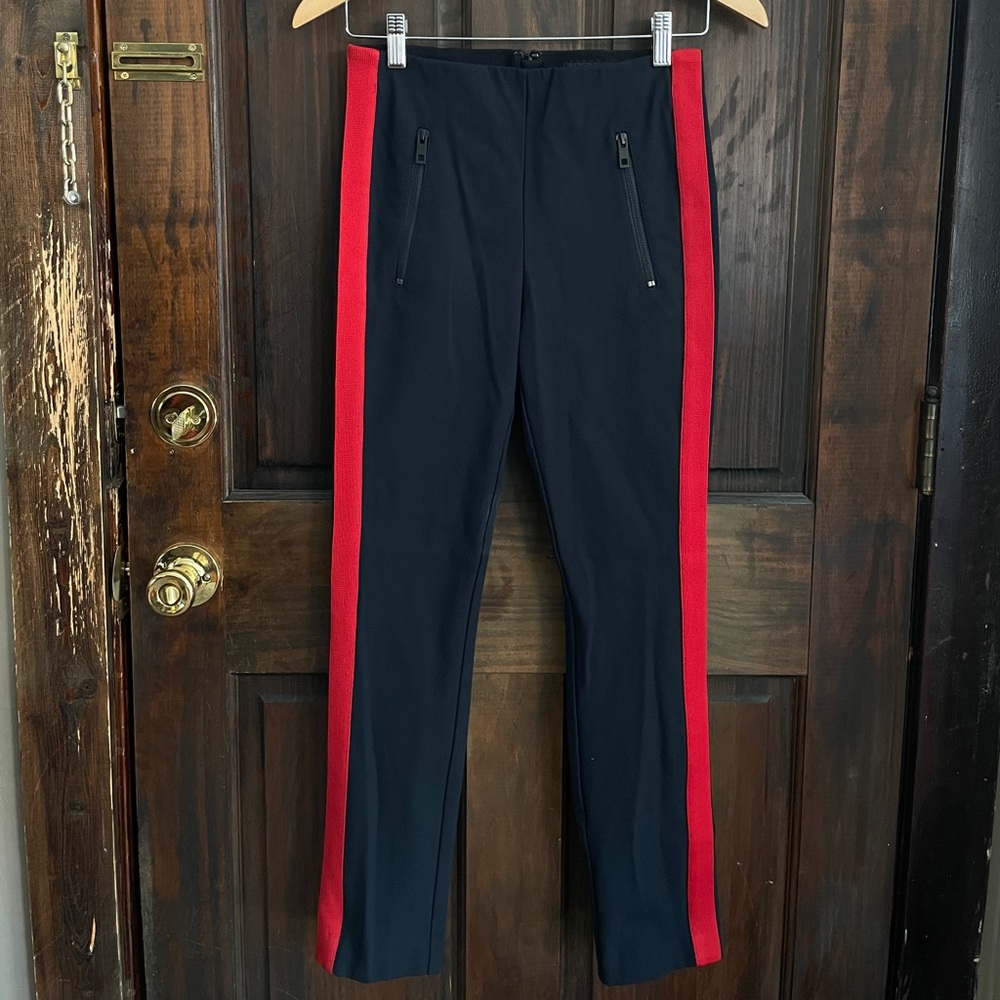 RAG & BONE Navy Slim Pants w/ Red Side Panels
